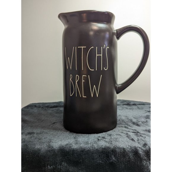 Rae Dunn NEW Halloween Spooky “WITCH’S BREW” Black Ceramic Pitcher with Recipe o - Picture 1 of 7